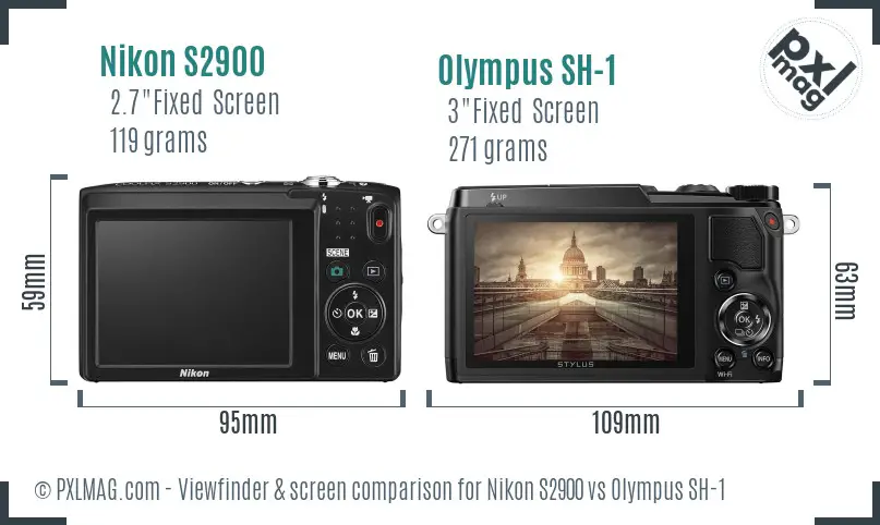 Nikon S2900 vs Olympus SH-1 Screen and Viewfinder comparison