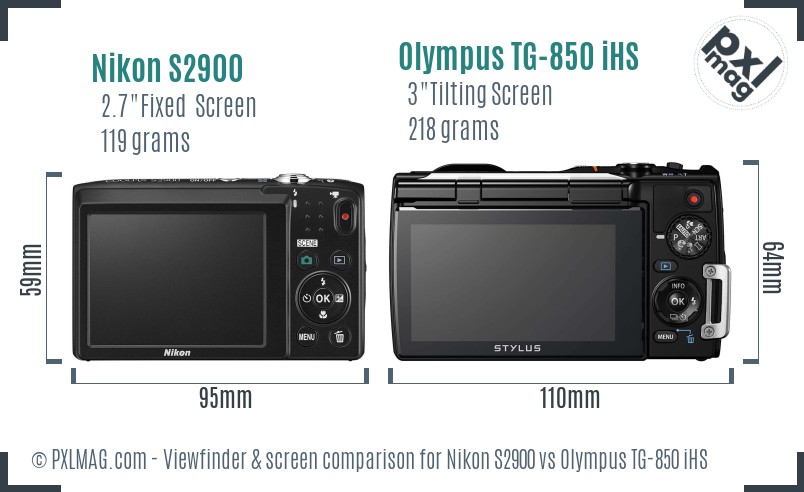 Nikon S2900 vs Olympus TG-850 iHS Screen and Viewfinder comparison