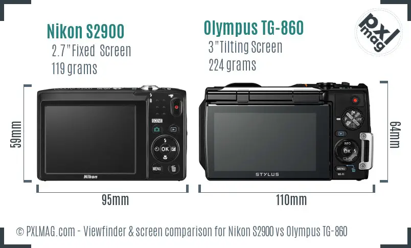 Nikon S2900 vs Olympus TG-860 Screen and Viewfinder comparison