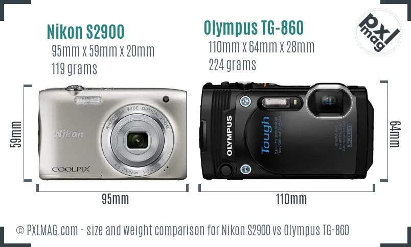 Nikon S2900 vs Olympus TG-860 size comparison