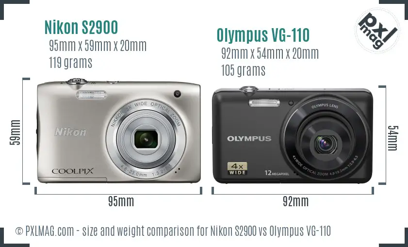 Nikon S2900 vs Olympus VG-110 size comparison