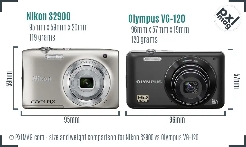 Nikon S2900 vs Olympus VG-120 size comparison
