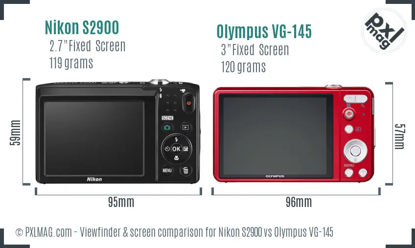 Nikon S2900 vs Olympus VG-145 Screen and Viewfinder comparison