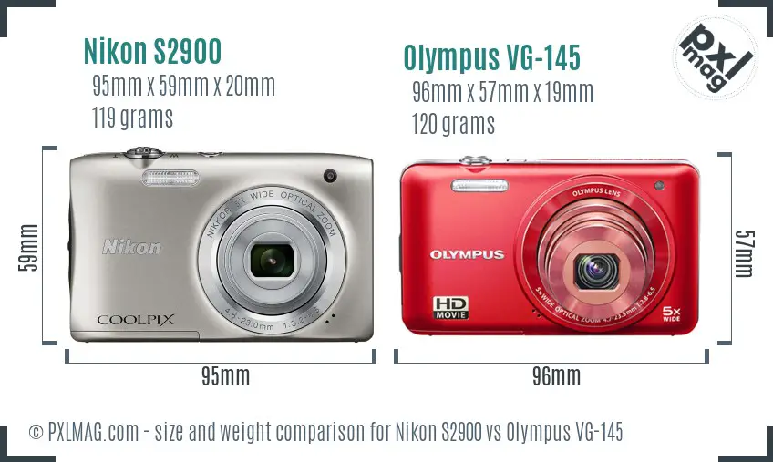 Nikon S2900 vs Olympus VG-145 size comparison