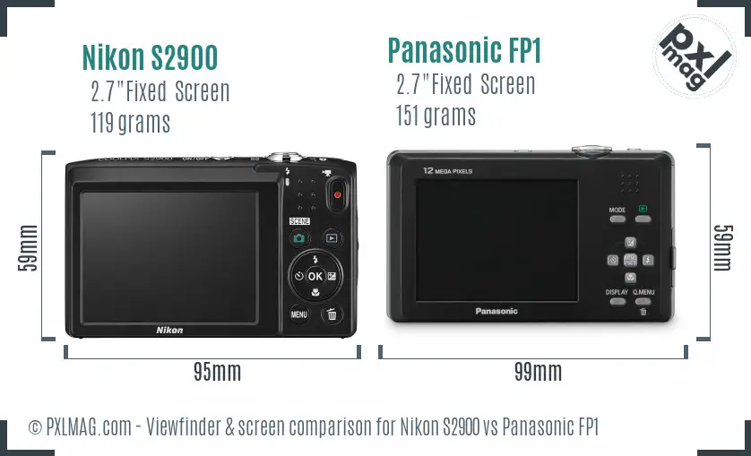 Nikon S2900 vs Panasonic FP1 Screen and Viewfinder comparison