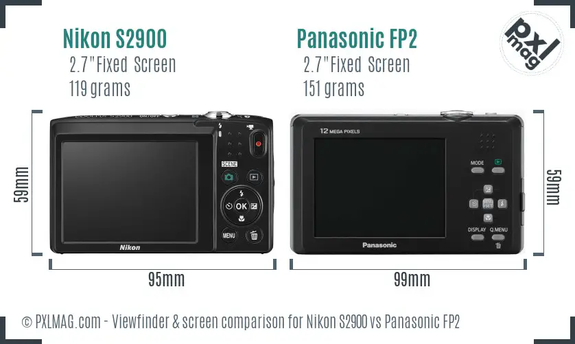 Nikon S2900 vs Panasonic FP2 Screen and Viewfinder comparison