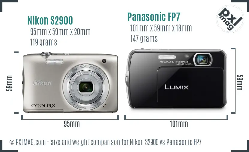 Nikon S2900 vs Panasonic FP7 size comparison