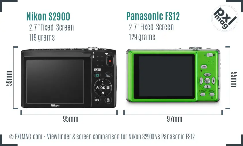 Nikon S2900 vs Panasonic FS12 Screen and Viewfinder comparison