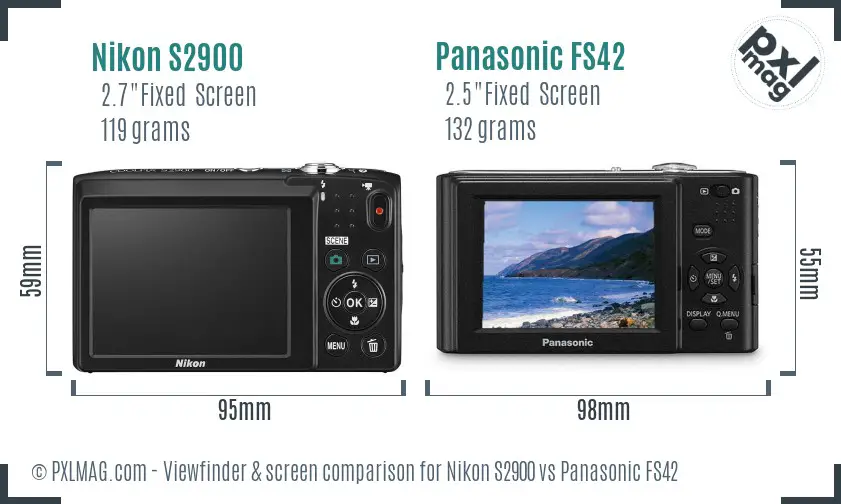 Nikon S2900 vs Panasonic FS42 Screen and Viewfinder comparison