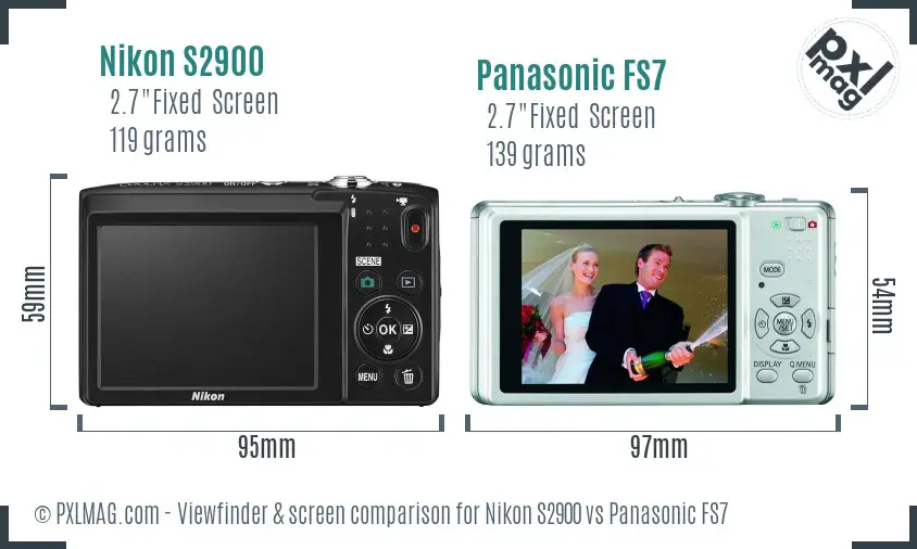 Nikon S2900 vs Panasonic FS7 Screen and Viewfinder comparison