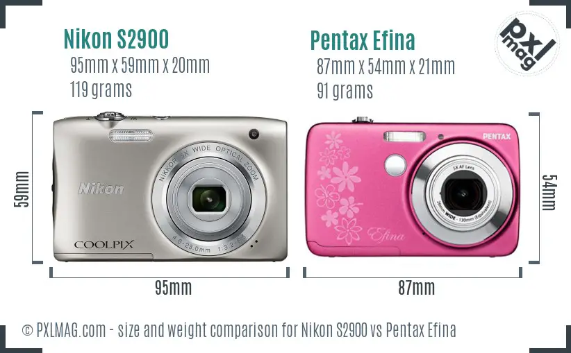 Nikon S2900 vs Pentax Efina size comparison Nikon S2900 vs Pentax Efina size comparison