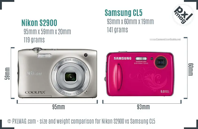 Nikon S2900 vs Samsung CL5 size comparison