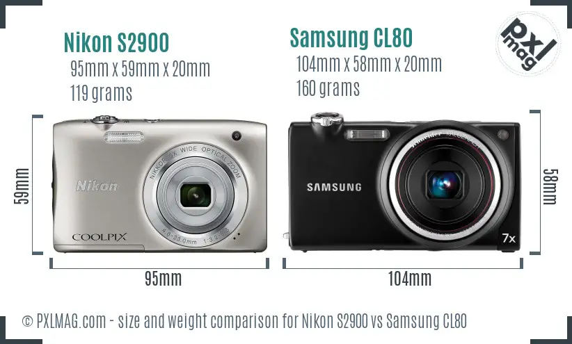 Nikon S2900 vs Samsung CL80 size comparison