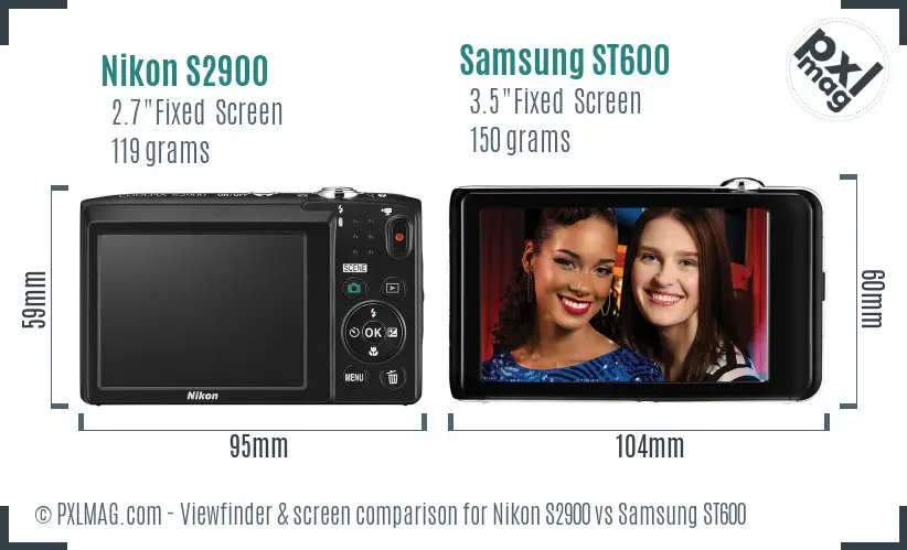 Nikon S2900 vs Samsung ST600 Screen and Viewfinder comparison