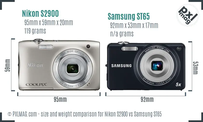 Nikon S2900 vs Samsung ST65 size comparison