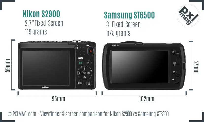 Nikon S2900 vs Samsung ST6500 Screen and Viewfinder comparison