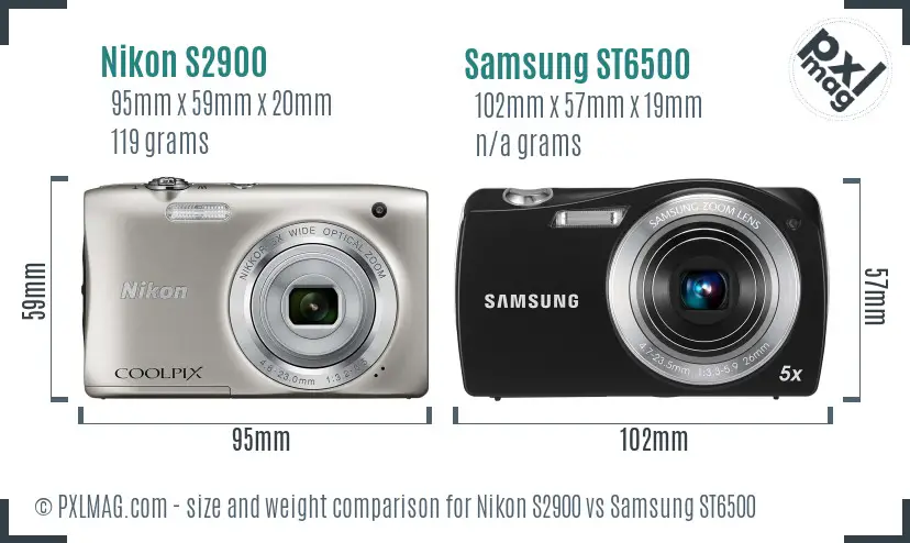Nikon S2900 vs Samsung ST6500 size comparison