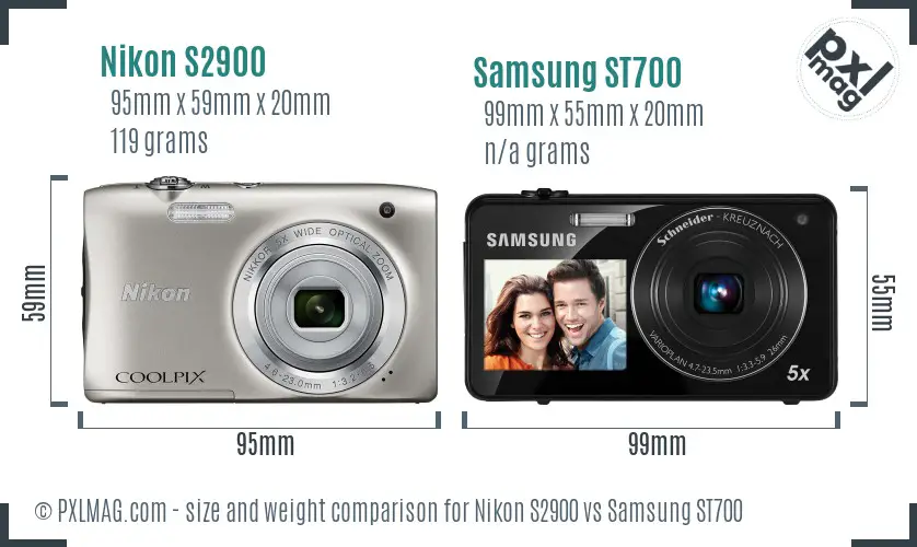 Nikon S2900 vs Samsung ST700 size comparison