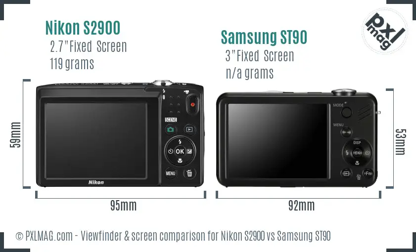 Nikon S2900 vs Samsung ST90 Screen and Viewfinder comparison
