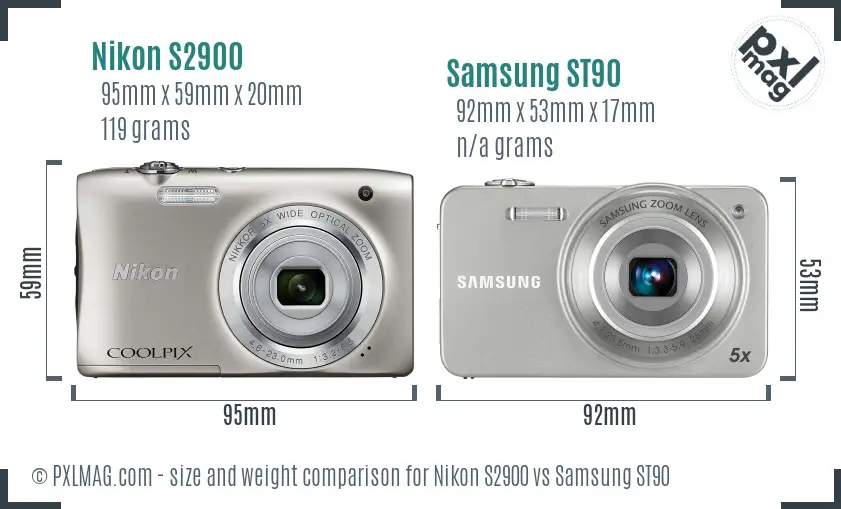 Nikon S2900 vs Samsung ST90 size comparison