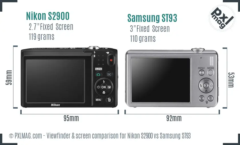 Nikon S2900 vs Samsung ST93 Screen and Viewfinder comparison