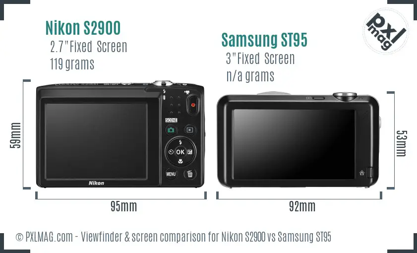 Nikon S2900 vs Samsung ST95 Screen and Viewfinder comparison
