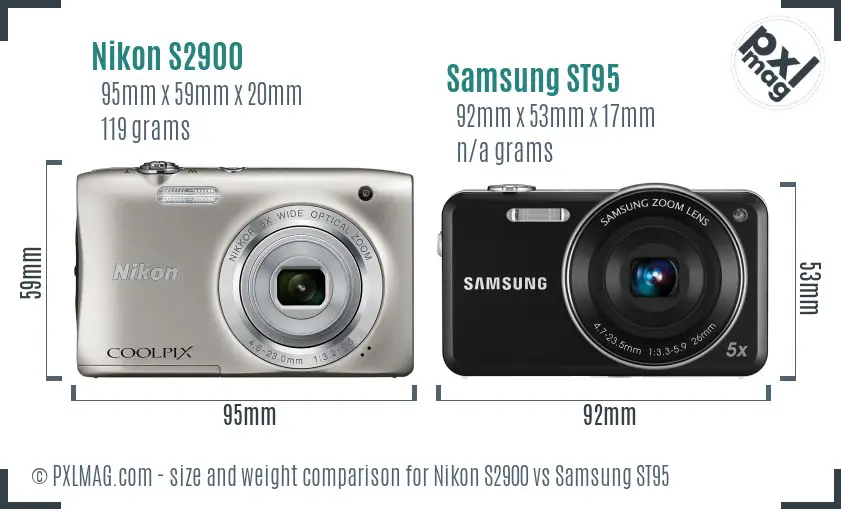 Nikon S2900 vs Samsung ST95 size comparison