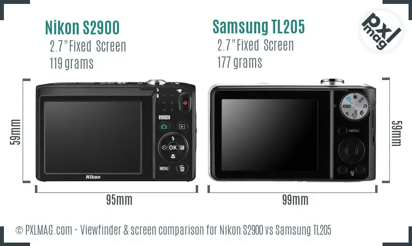 Nikon S2900 vs Samsung TL205 Screen and Viewfinder comparison