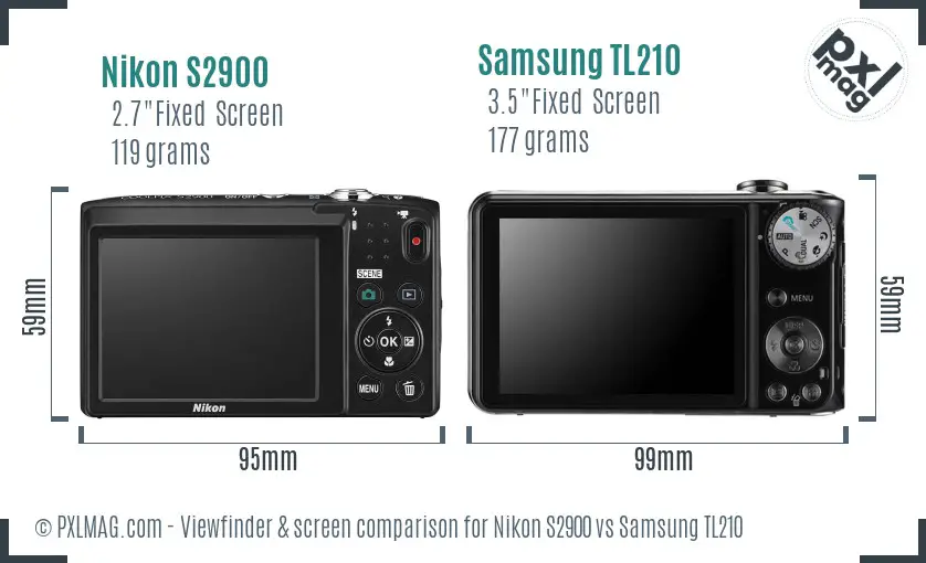 Nikon S2900 vs Samsung TL210 Screen and Viewfinder comparison