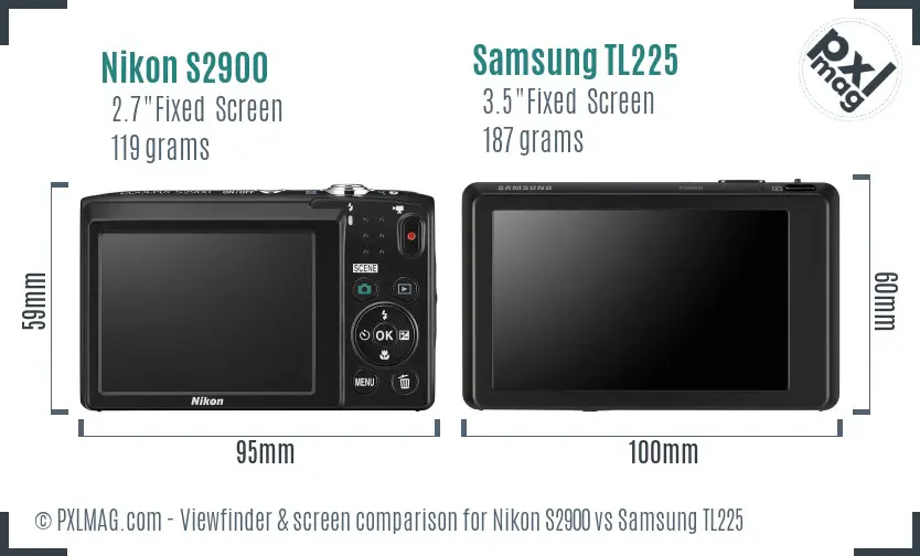 Nikon S2900 vs Samsung TL225 Screen and Viewfinder comparison Nikon S2900 vs Samsung TL225 Screen and Viewfinder comparison
