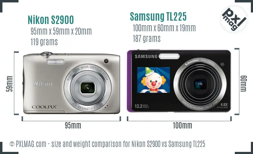 Nikon S2900 vs Samsung TL225 size comparison Nikon S2900 vs Samsung TL225 size comparison
