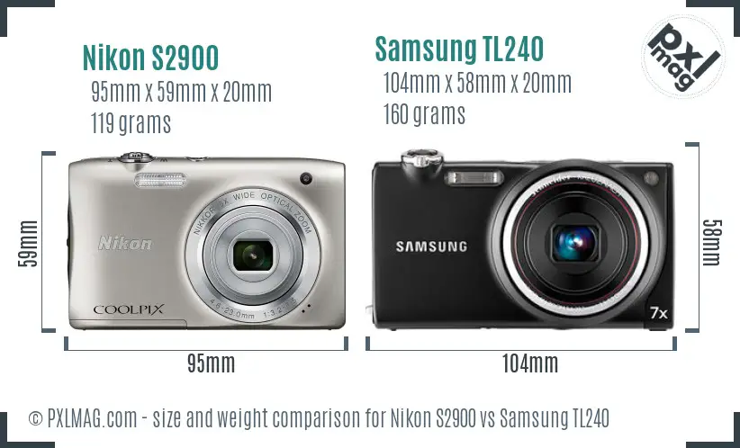 Nikon S2900 vs Samsung TL240 size comparison