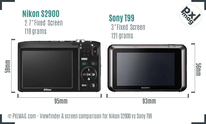 Nikon S2900 vs Sony T99 Screen and Viewfinder comparison Nikon S2900 vs Sony T99 Screen and Viewfinder comparison