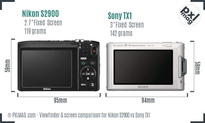 Nikon S2900 vs Sony TX1 Screen and Viewfinder comparison