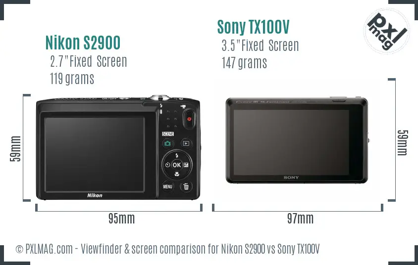 Nikon S2900 vs Sony TX100V Screen and Viewfinder comparison