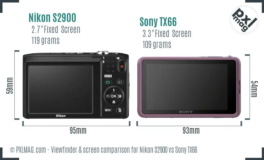 Nikon S2900 vs Sony TX66 Screen and Viewfinder comparison