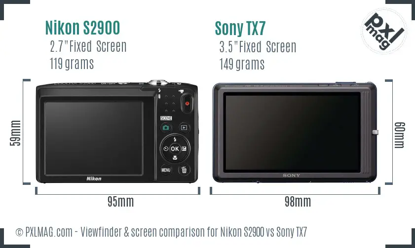 Nikon S2900 vs Sony TX7 Screen and Viewfinder comparison