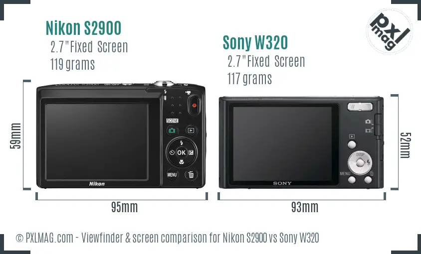 Nikon S2900 vs Sony W320 Screen and Viewfinder comparison