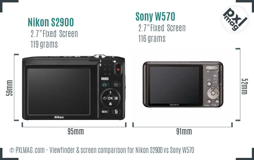 Nikon S2900 vs Sony W570 Screen and Viewfinder comparison