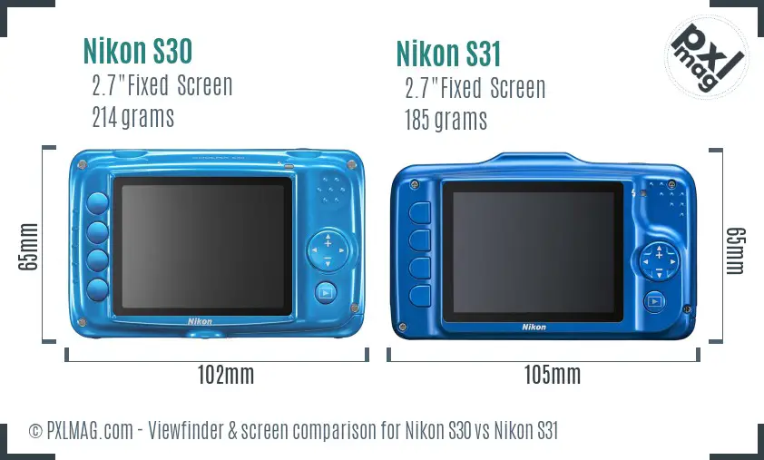 Nikon S30 vs Nikon S31 Screen and Viewfinder comparison Nikon S30 vs Nikon S31 Screen and Viewfinder comparison