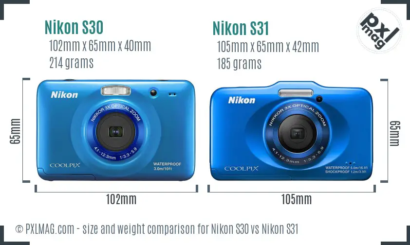 Nikon S30 vs Nikon S31 size comparison Nikon S30 vs Nikon S31 size comparison