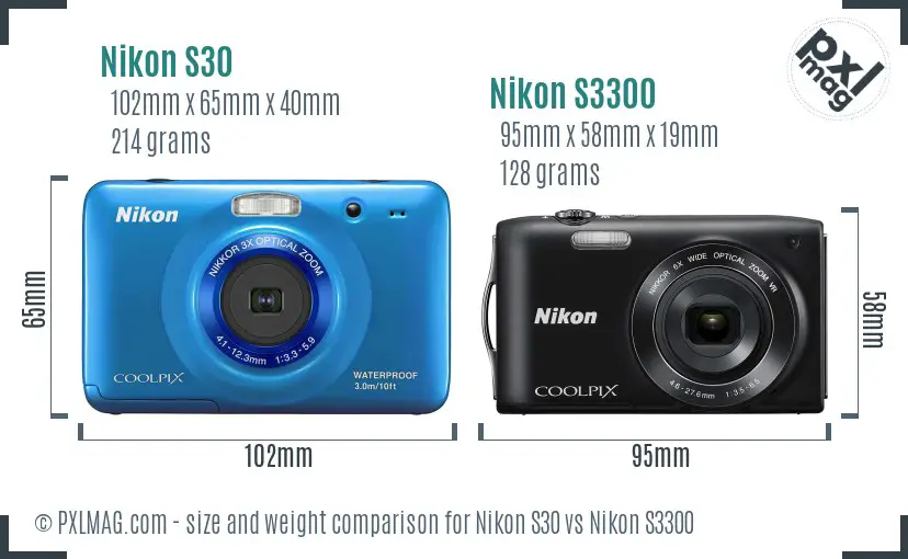Nikon S30 vs Nikon S3300 size comparison Nikon S30 vs Nikon S3300 size comparison