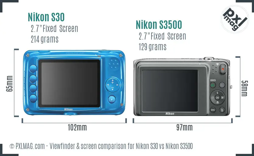 Nikon S30 vs Nikon S3500 Screen and Viewfinder comparison