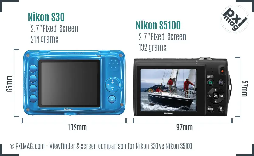Nikon S30 vs Nikon S5100 Screen and Viewfinder comparison Nikon S30 vs Nikon S5100 Screen and Viewfinder comparison