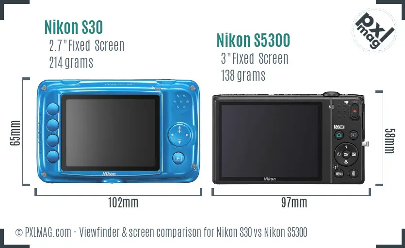 Nikon S30 vs Nikon S5300 Screen and Viewfinder comparison Nikon S30 vs Nikon S5300 Screen and Viewfinder comparison