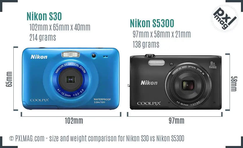 Nikon S30 vs Nikon S5300 size comparison Nikon S30 vs Nikon S5300 size comparison