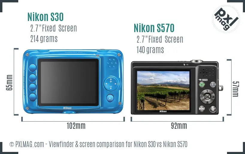 Nikon S30 vs Nikon S570 Screen and Viewfinder comparison