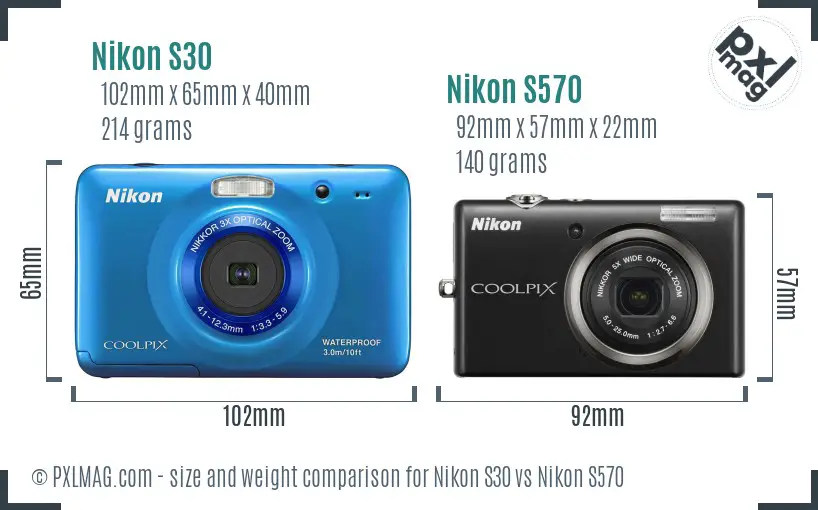Nikon S30 vs Nikon S570 size comparison
