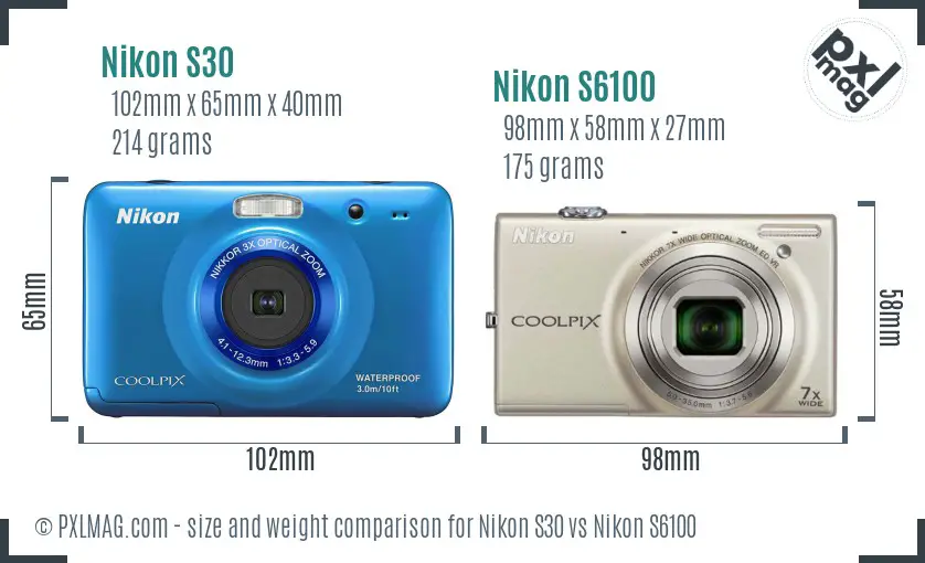Nikon S30 vs Nikon S6100 size comparison