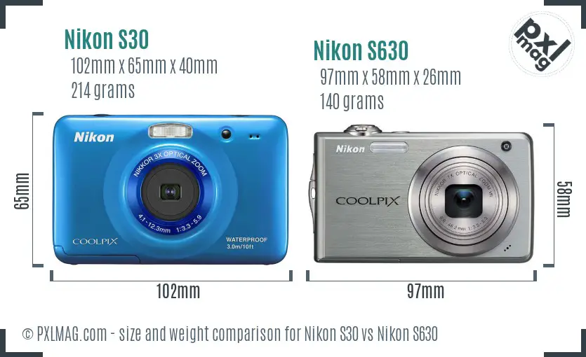 Nikon S30 vs Nikon S630 size comparison Nikon S30 vs Nikon S630 size comparison